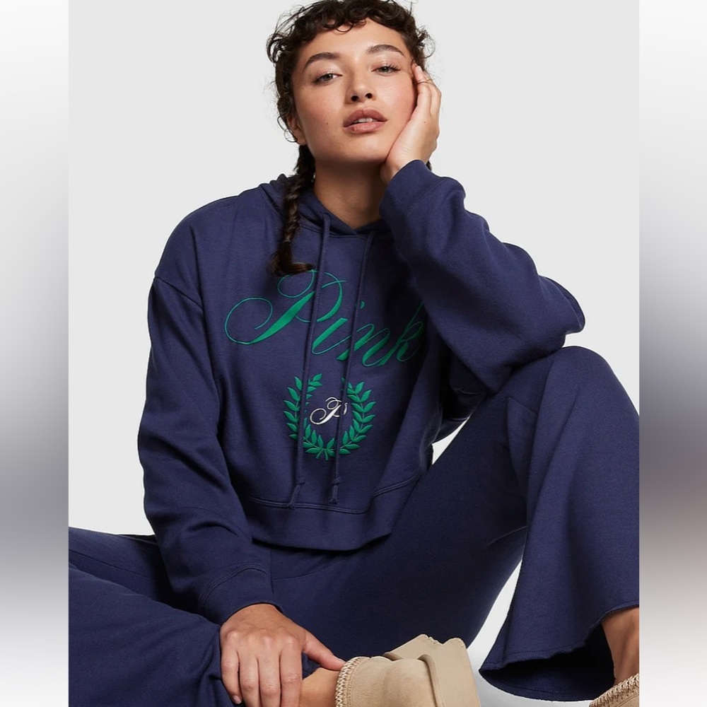 PINK Cropped Hoodie S
